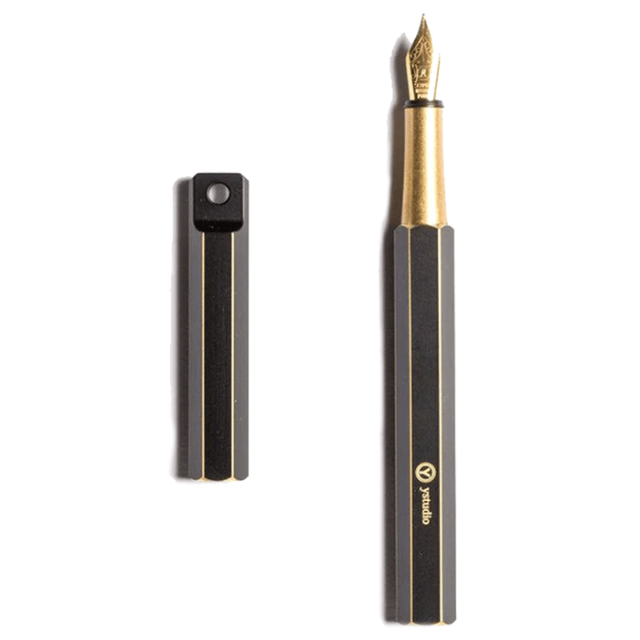 YSTUDIO, Fountain Pen - CLASSIC REVOLVE PORTABLE BRASSING BLACK.