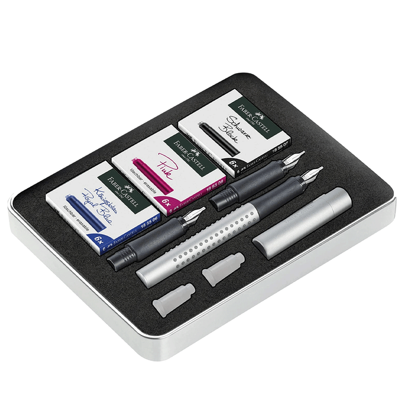 FABER CASTELL, Calligraphy Set Fountain Pen - GRIP 2011 SILVER.