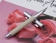 HONGDIAN 1850 WHITE Fountain Pen with Open Cap Display and Cap Beside Pen
