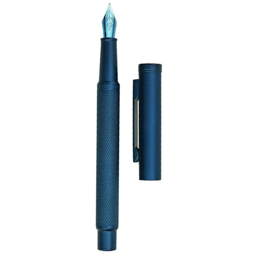 HONGDIAN 1851 DARK BLUE Fountain Pen with Open Cap Display and Cap Beside Pen
