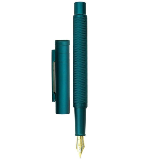 HONGDIAN 1851 DARK GREEN Fountain Pen with Open Cap Display and Cap Beside Pen
