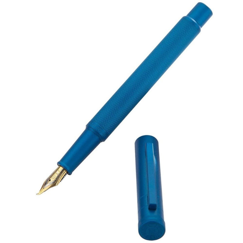 HONGDIAN 1851 LIGHT BLUE Fountain Pen with Open Cap and Cap Beside Pen
