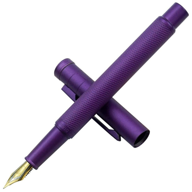 HONGDIAN 1851 PURPLE Fountain Pen with Open Cap Display and Cap Beside Pen
