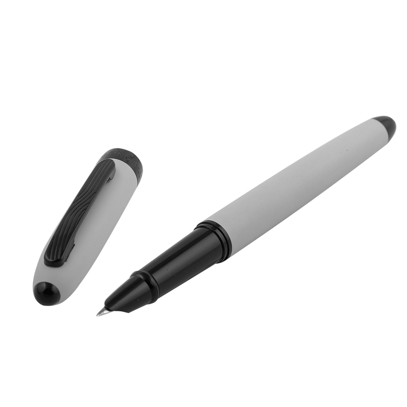 HONGDIAN 321 Gray Fountain Pen with Open Cap Display and Cap Beside Pen

