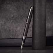 HONGDIAN 660  WOOD BLACK Fountain Pen with Posted Cap with Black Background 