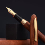 HONGDIAN 660  WOOD BROWN Fountain Pen Nib Close Up with Cap

