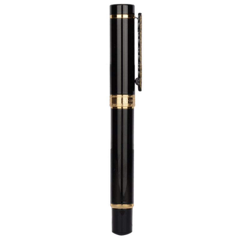 HONGDIAN 8037 Black Fountain Pen With Closed Cap Angled View
