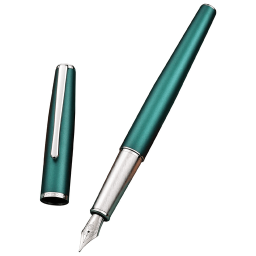 HONGDIAN 920 GREEN Fountain Pen with Open Cap Display and Cap Beside Pen
