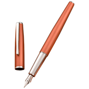 HONGDIAN 920 ORANGE Fountain Pen with Open Cap Display and Cap Beside Pen
