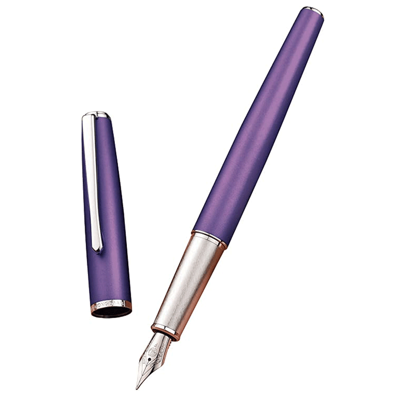 HONGDIAN 920 VIOLET Fountain Pen with Open Cap Display and Cap Beside Pen
