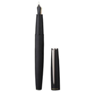 HONGDIAN A3 BLACK Fountain Pen with Open Cap Display and Cap Beside Pen
