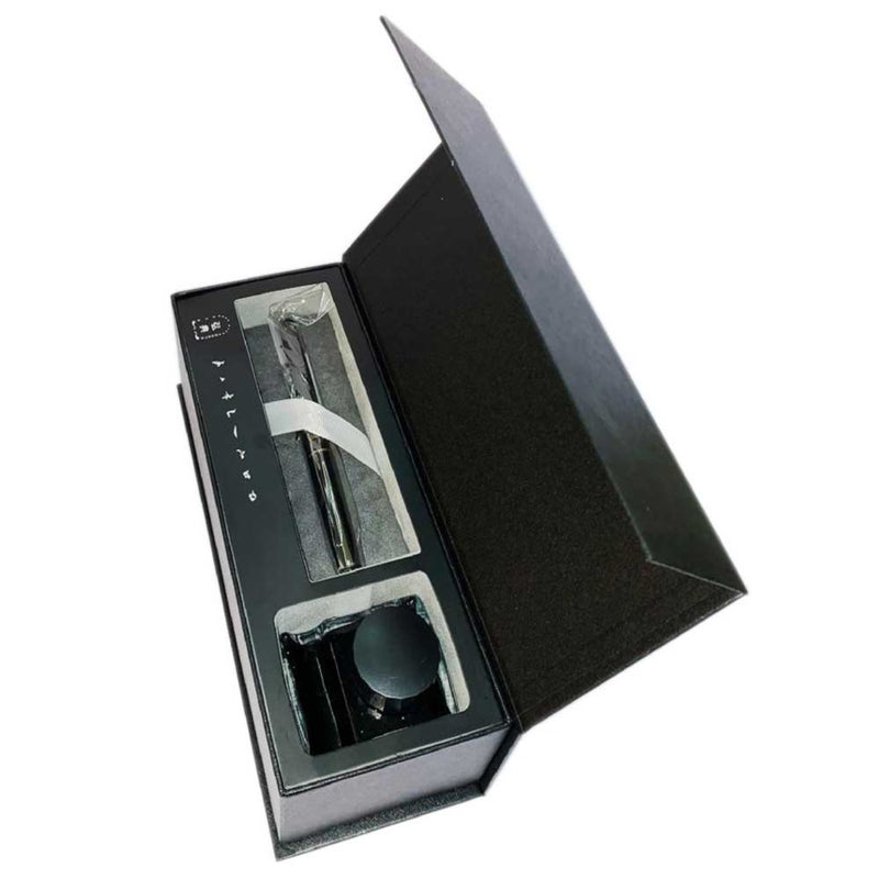 HONGDIAN A3 BLACK Fountain Pen and Ink Bottle Displayed in Open Gift Box
