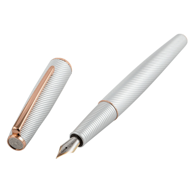 HONGDIAN A3 Meteor Series ROSE GOLD Fountain Pen with Open Cap Display and Cap Beside Pen
