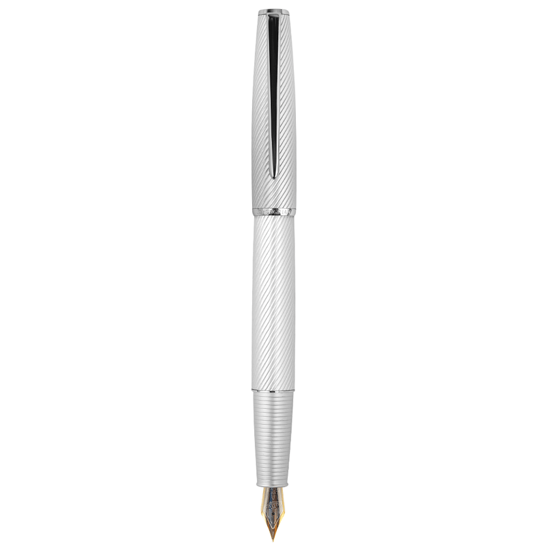 HONGDIAN A3 Meteor Series SILVER Fountain Pen with Posted Cap
