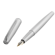 HONGDIAN A3 Meteor Series SILVER Fountain Pen with Open Cap Display and Cap Beside Pen
