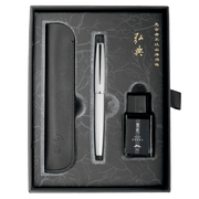 HONGDIAN A3 Meteor Series SILVER Fountain Pen Displayed in Open Gift Box

