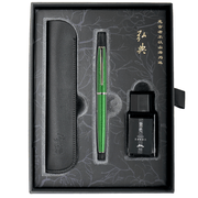 HONGDIAN A3 Taoyuan Wonderland Series GREEN Fountain Pen Displayed in Open Gift Box
