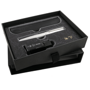 HONGDIAN A3 Taoyuan Wonderland Series SILVER Fountain Pen Displayed in Open Gift Box with Diffrent Angle