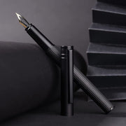 HONGDIAN H1 BLACK Fountain Pen with Open Cap Display and Cap Beside Pen
