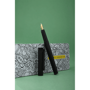 HONGDIAN H2 Black Fountain Pen Open Cap Display and Cap Beside Pen with Support of White Design Part and Light Green Background
