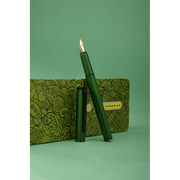 HONGDIAN H2 Green Fountain Pen Open Cap Display and Cap Beside Pen with Green Background and Pen Support with Design Green Part 
