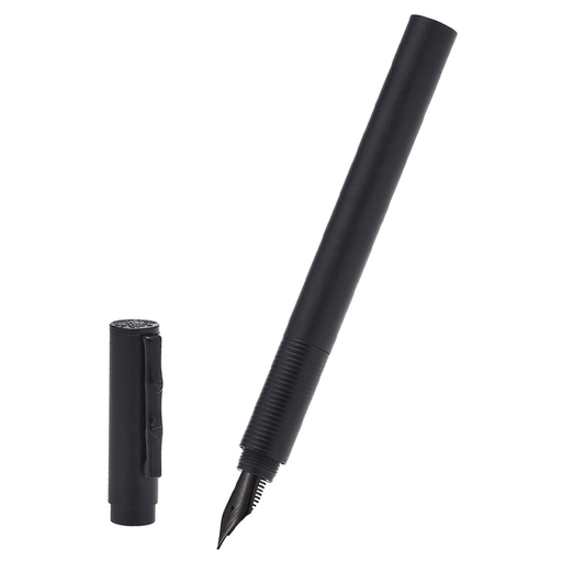 HONGDIAN H3 Black Fountain Pen with Open Cap Display and Cap Beside Pen
