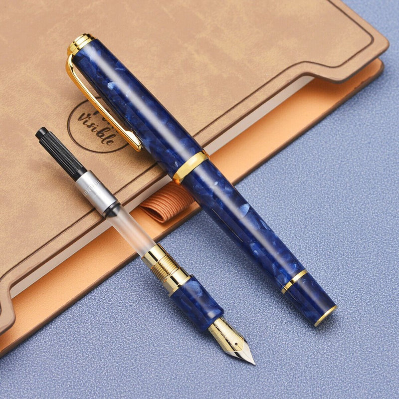 HONGDIAN N1 DARK BLUE Closed Cap Fountain Pen and Nib with converter Display 