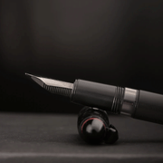 HONGDIAN N6 Piston Series Black Fountain Pen Cap and Nib Close View 
