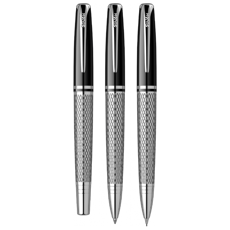 SCRIKSS, Fountain + Ballpoint Pen + Mechanical Pencil Set - PERA 477 BLACK CT.