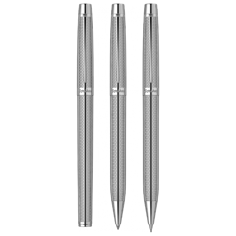 SCRIKSS, Fountain + Ballpoint Pen + Mechanical Pencil Set - VENUS 722 CHROME CT.