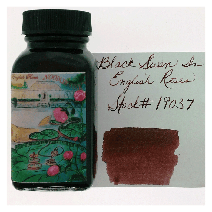 NOODLER'S, Ink Bottle - BLACK SWAN IN ENGLISH ROSES (88mL).