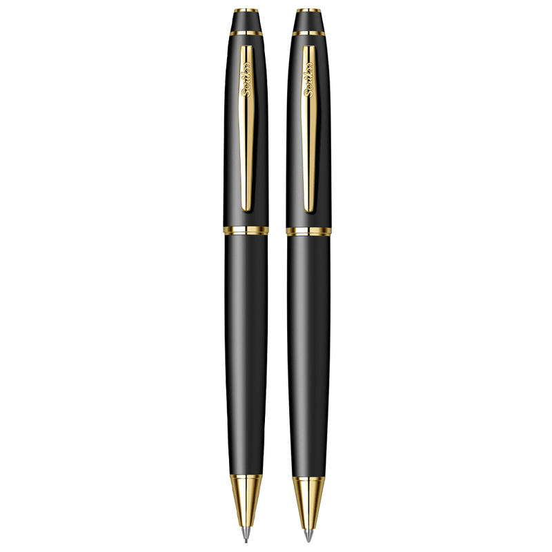 SCRIKSS, Ballpoint Pen + Mechanical Pencil Set - NOBLE 35 MATT BLACK GT.