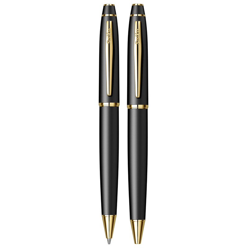 SCRIKSS, Ballpoint Pen + Mechanical Pencil Set - NOBLE 35 MATT BLACK GT.