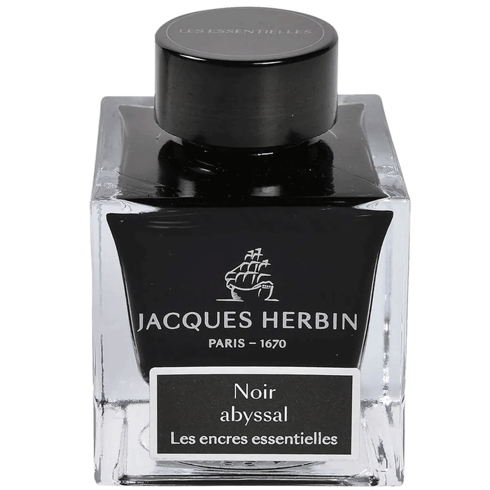 JACQUES HERBIN, Ink Bottle - Les encres Essentielles NOIR ABYSSAL (50mL).