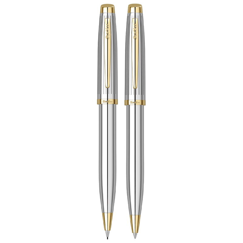 SCRIKSS, Ballpoint Pen + Mechanical Pencil Set - OSCAR 39 CHROME GT.