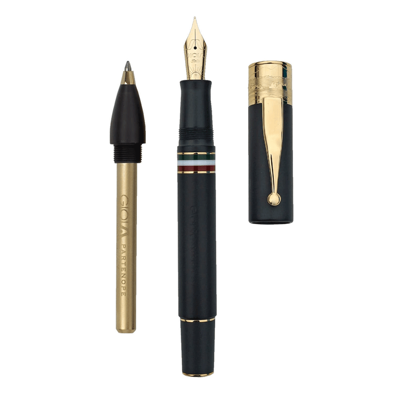 GIOIA, Fountain Pen & Rollerball Pen - PARTENOPE BLACK SAND GT.