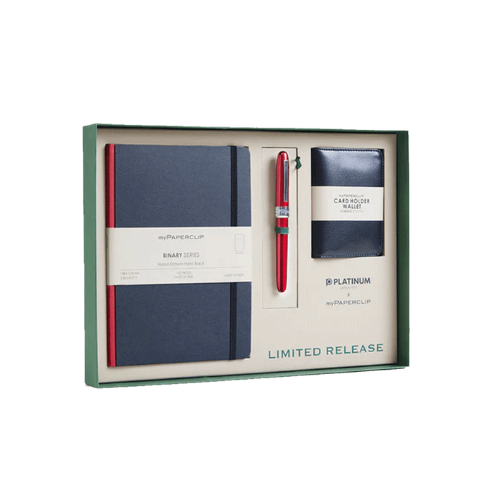 PLATINUM x myPAPERCLIP, Gift Set - F1 BINARY Series NOTEBOOK, PLAISIR & CARD HOLDER WALLET RED.