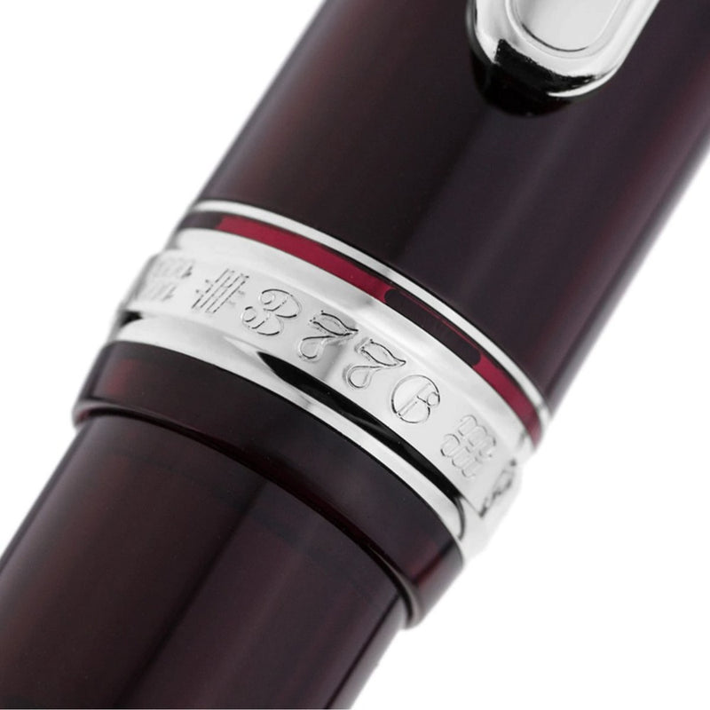 PLATINUM, Fountain Pen - #3776 CENTURY silver trim BURGUNDY. 10