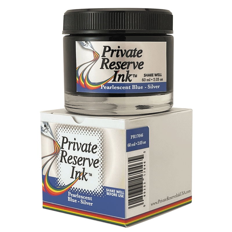 PRIVATE RESERVE, Ink Bottle - PEARLESCENT Inks BLUE-SLIVER (60mL).