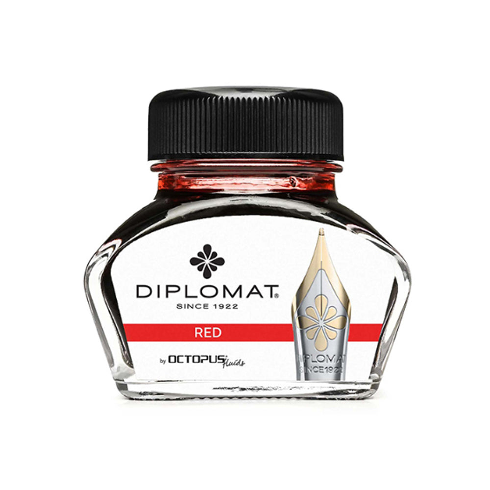 DIPLOMAT, Ink Bottle - OCTOPUS RED (30mL). 