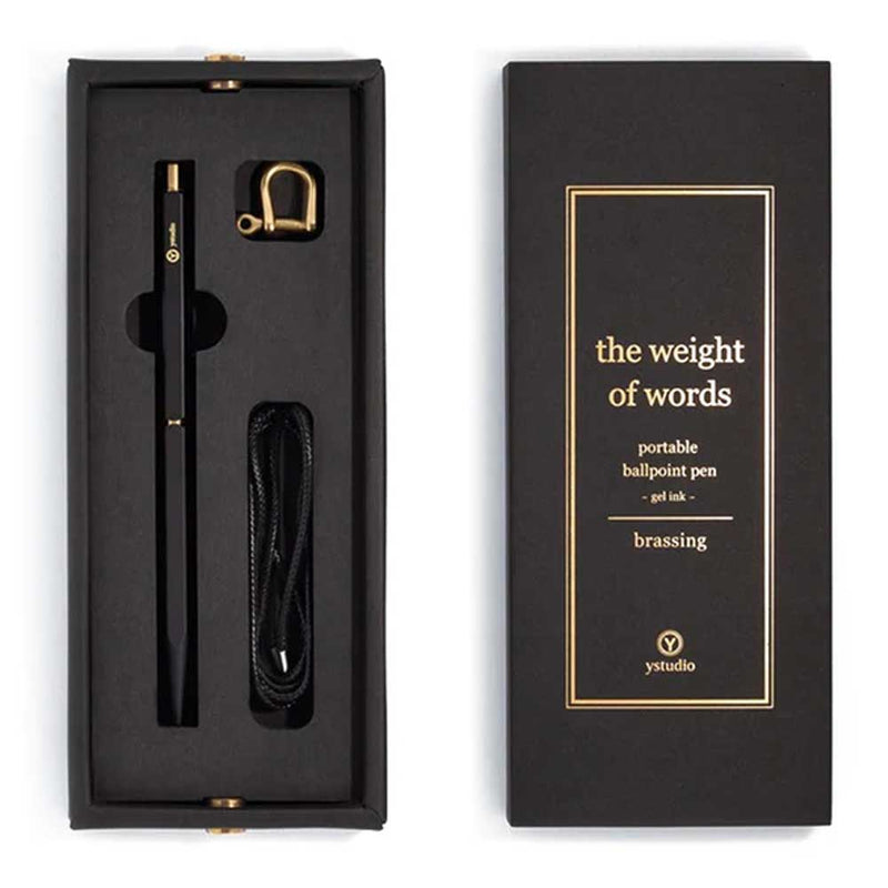 YSTUDIO, Ballpoint Pen - CLASSIC REVOLVE Portable BRASSING BLACK
