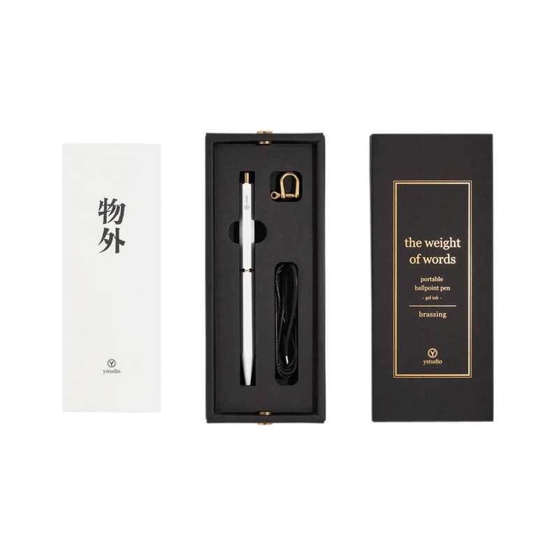 YSTUDIO, Ballpoint Pen - CLASSIC REVOLVE Portable BRASSING WHITE.