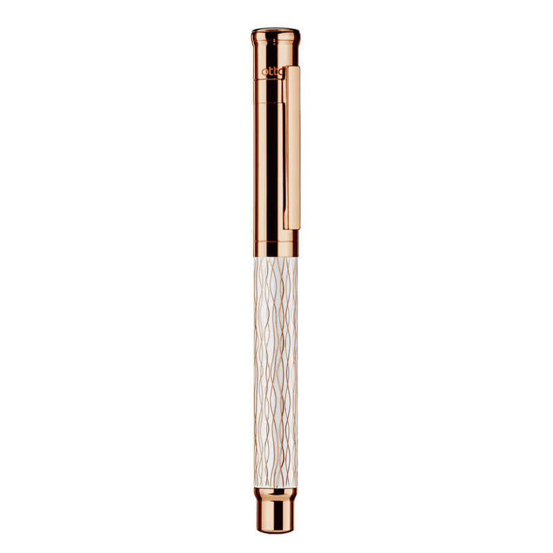 OTTO HUTT, Fountain pen - DESIGN 04 WAVE PATTERN WHITE ROSE GOLD.