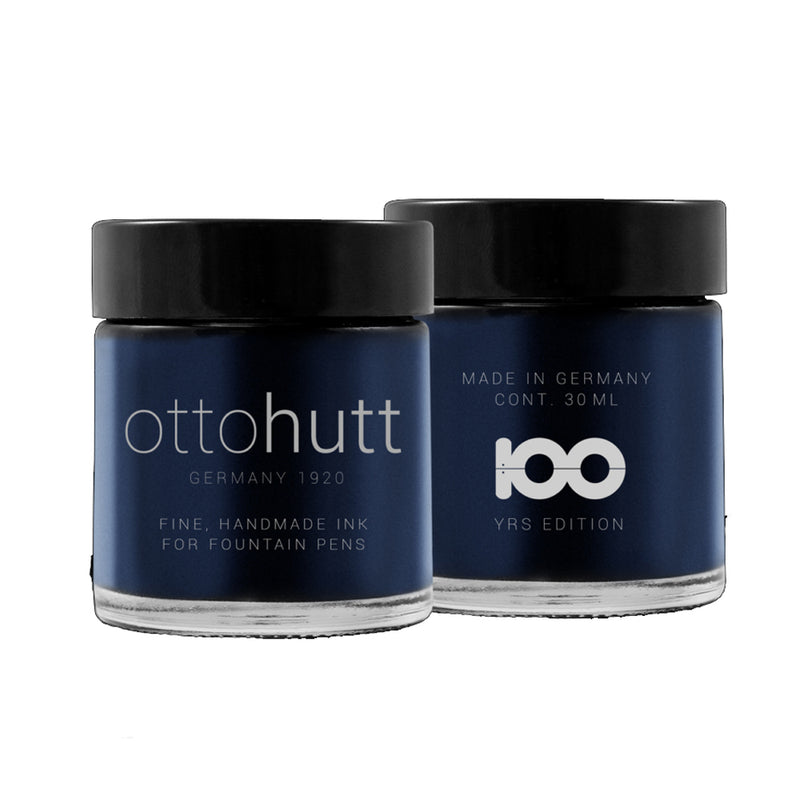 OTTO HUTT, Ink Bottle - 100 YEARS Handmade Ink BLUE PERMANENT (30mL).