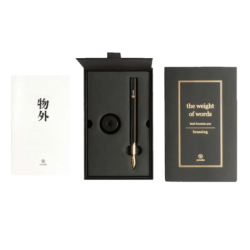 YSTUDIO, Desk Fountain Pen - CLASSIC REVOLVE BRASSING BLACK.
