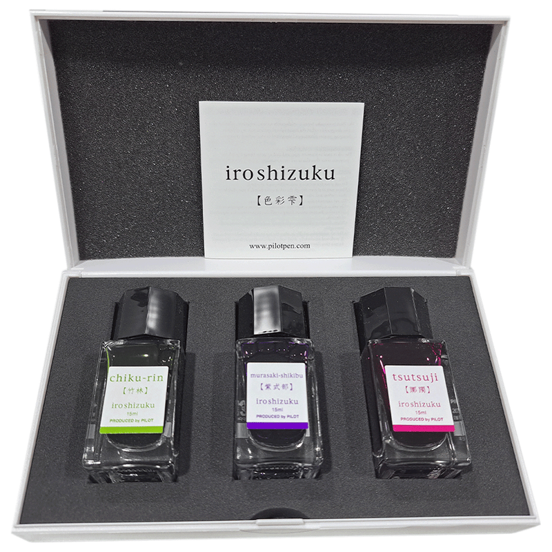 PILOT, Ink 3 Bottle - IROSHIZUKU E Bamboo Forest CHIKU-RIN + Beautyberry MURASAKI-SHIKIBU + Azalea TSUTSUJI (15mL).