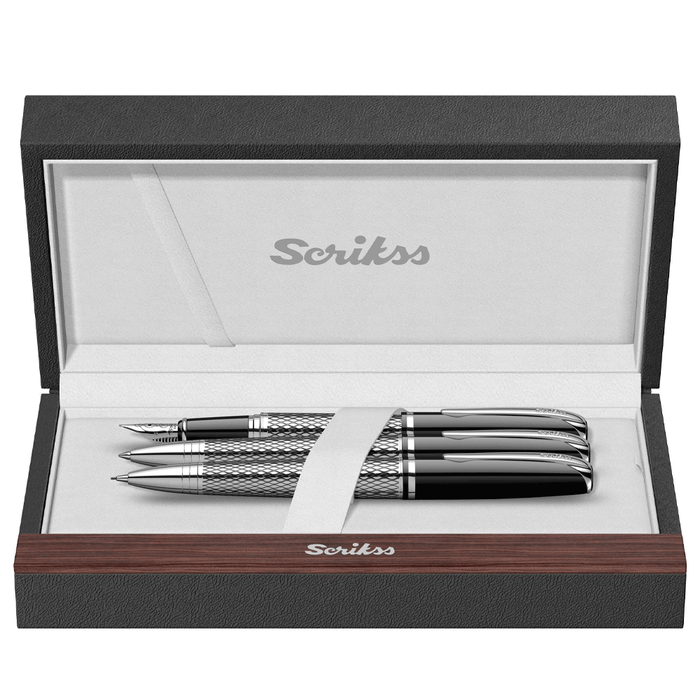 SCRIKSS, Fountain + Ballpoint Pen + Mechanical Pencil Set - PERA 477 BLACK CT.