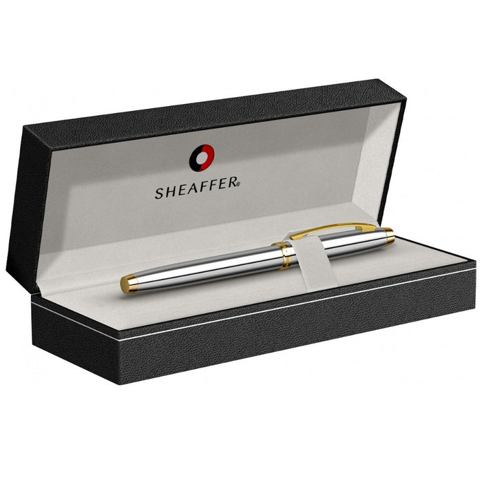 SHEAFFER, Fountain Pen - 100 GLOSSY CHROME WITH GOLD TONE.