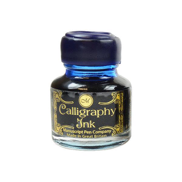MANUSCRIPT, Ink Bottle - CALLIGRAPHY GIFT INK With Wax Seal Top SAPPHIRE (30mL).